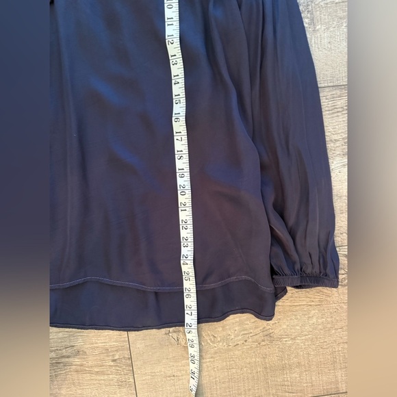 Nation LTD Rochelle Peasant Top Navy Large Shirred Satin Viscose Coastal - Picture 6 of 7